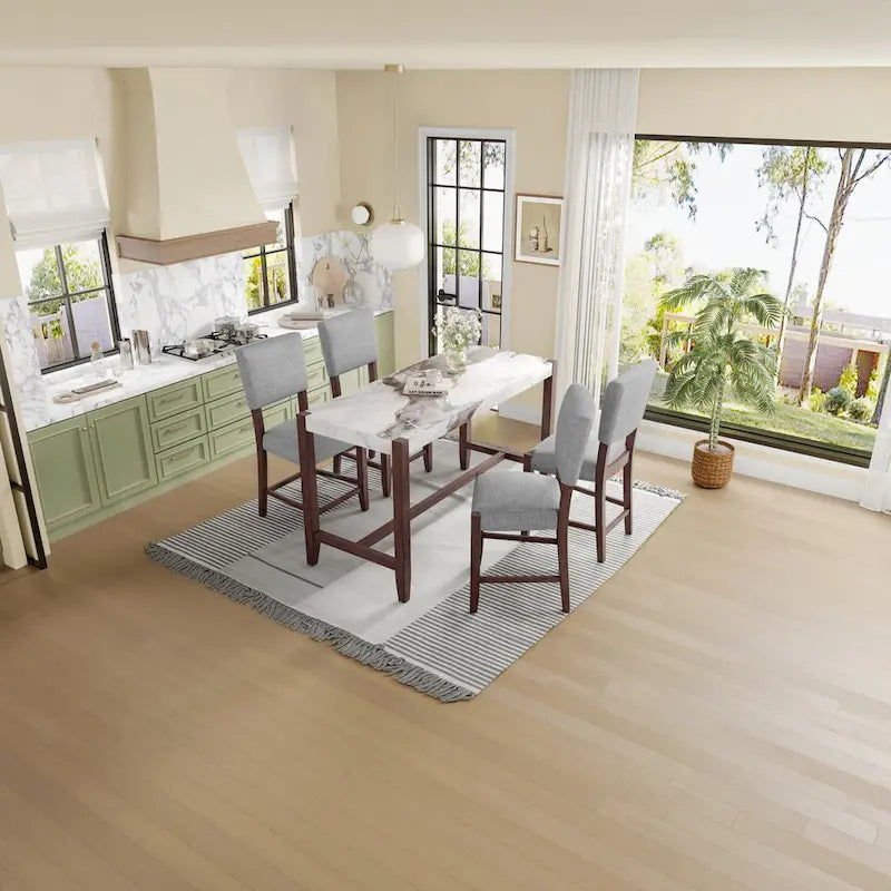 Ensemble de 4 tabourets de bar style moderne du milieu du siècle, tabourets de comptoir avec dossier, tabourets de bar rembourrés en lin avec pieds en bois massif, chaises de bar