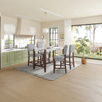 Ensemble de 4 tabourets de bar style moderne du milieu du siècle, tabourets de comptoir avec dossier, tabourets de bar rembourrés en lin avec pieds en bois massif, chaises de bar