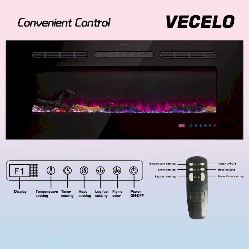 Meuble TV rustique VECELO 70 avec ou sans cheminée (2 options), table multimédia avec étagères de rangement