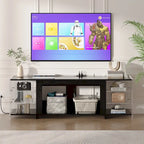 Meuble TV rustique VECELO 70 avec ou sans cheminée (2 options), table multimédia avec étagères de rangement