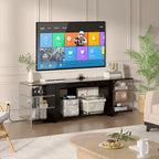 Meuble TV rustique VECELO 70 avec ou sans cheminée (2 options), table multimédia avec étagères de rangement