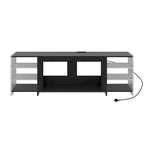 Meuble TV rustique VECELO 70 avec ou sans cheminée (2 options), table multimédia avec étagères de rangement