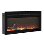 Meuble TV rustique VECELO 70 avec ou sans cheminée (2 options), table multimédia avec étagères de rangement