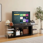 Meuble TV rustique VECELO 70 avec ou sans cheminée (2 options), table multimédia avec étagères de rangement