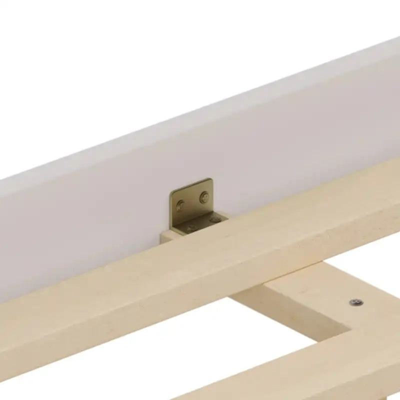 Lit moderne en bois Queen Size avec tête de lit incurvée capitonnée et éclairage LED dissimulé, sans sommier, couleur crème et gris.