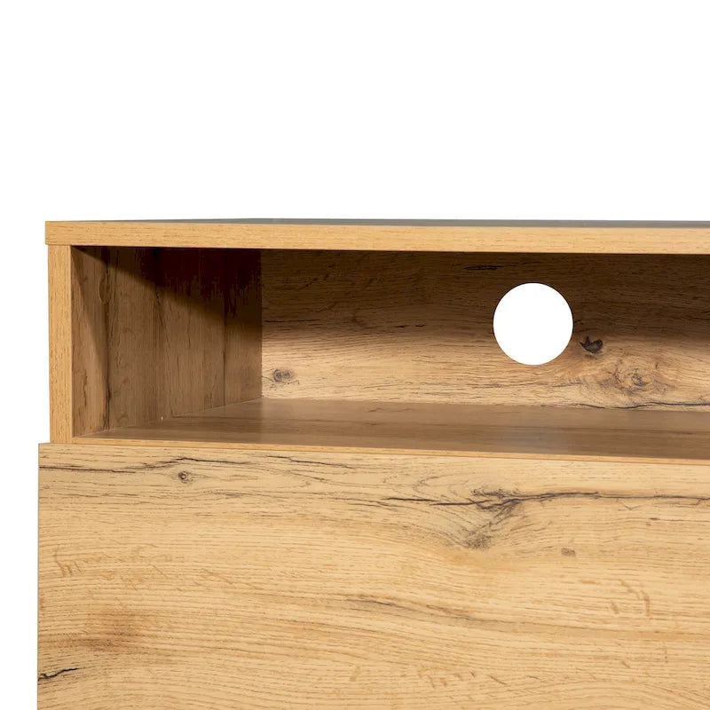 Meuble TV 70,9 pouces avec double espace de rangement et porte abattante pour téléviseurs jusqu'à 80 pouces.