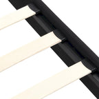 Cadre de lit plateforme rembourré en lin noir, format king, avec tête de lit capitonnée, support à lattes en bois, aucun sommier requis.