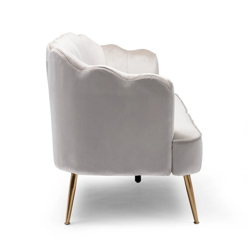 Canapé 3 places en velours à coutures canalisées avec pieds en métal