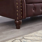 Canapé 3 places en cuir technique 85.8 avec dossier capitonné et rangement