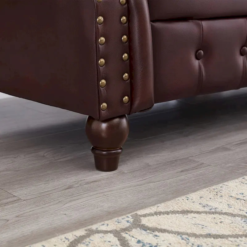 Canapé 3 places en cuir technique 85.8 avec dossier capitonné et rangement