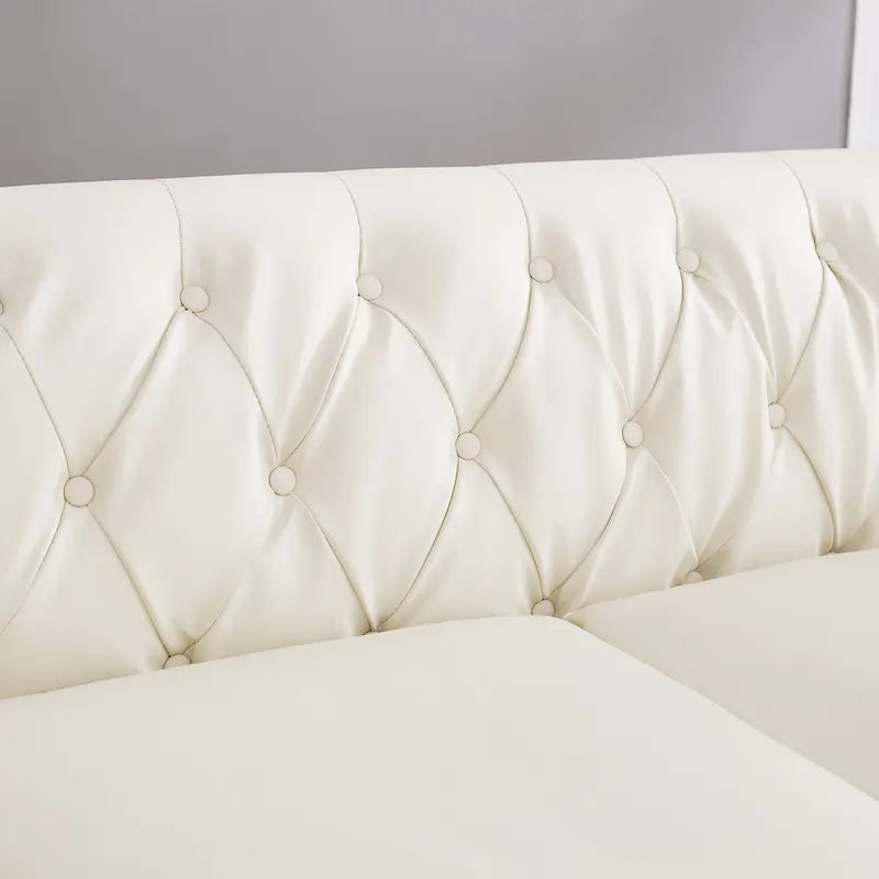 Canapé 3 places en cuir technique 85.8 avec dossier capitonné et rangement