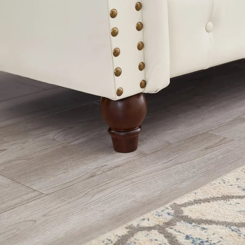 Canapé 3 places en cuir technique 85.8 avec dossier capitonné et rangement