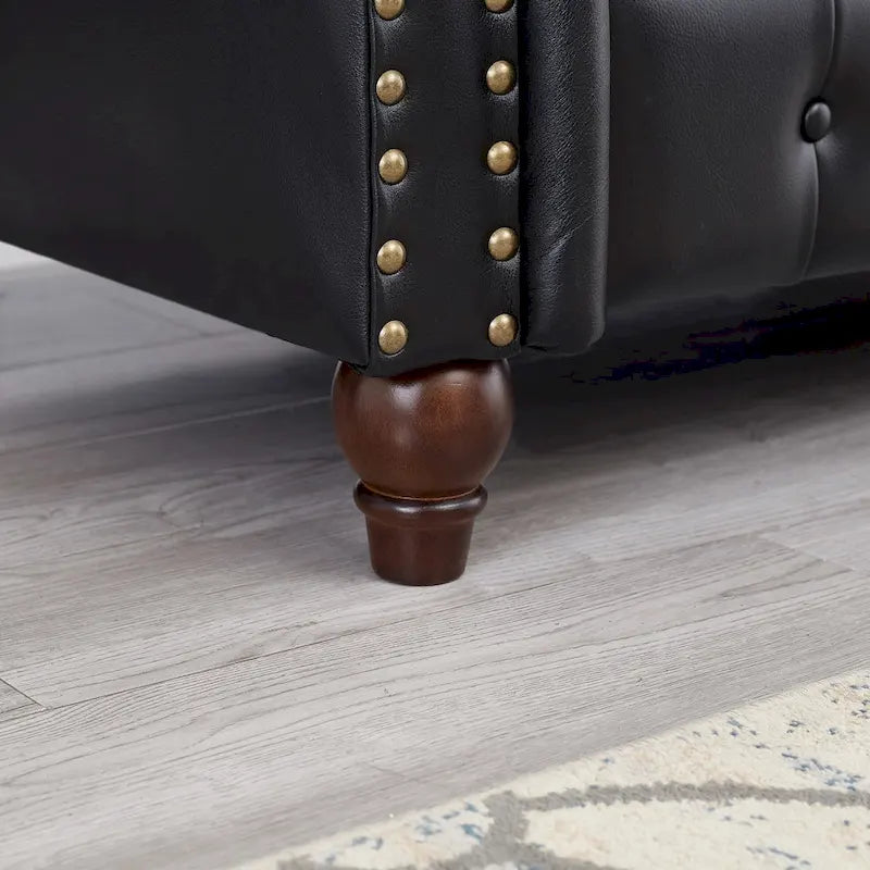 Canapé 3 places en cuir technique 85.8 avec dossier capitonné et rangement