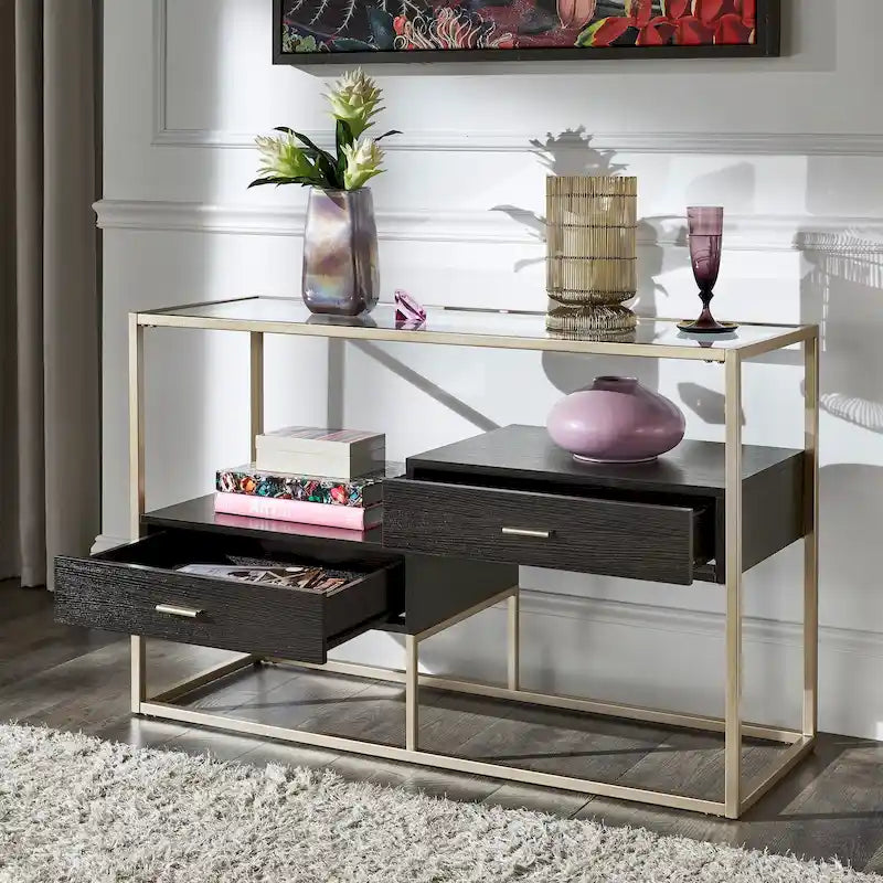 Table basse Spumante Champagne finition argent avec rangement par iNSPIRE Q Bold