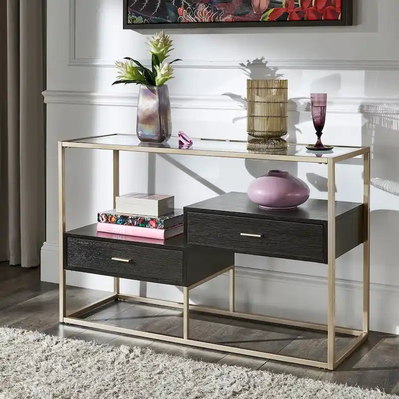 Table basse Spumante Champagne finition argent avec rangement par iNSPIRE Q Bold
