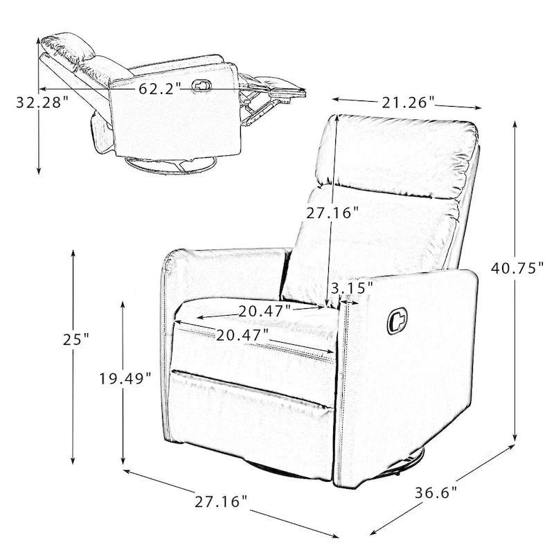 Fauteuil inclinable pivotant manuel Alex Classic avec produits durables