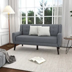 Canapé deux places moderne incurvé à 63 boutons capitonnés avec 2 coussins