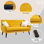 Canapé deux places moderne incurvé à 63 boutons capitonnés avec 2 coussins