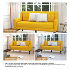 Canapé deux places moderne incurvé à 63 boutons capitonnés avec 2 coussins