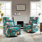 Leopold Transitional Floral Print Manual Swivel Rocking Recliner with Nailhead Trims Set of 2 by HULALA HOME