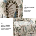 Fauteuil inclinable pivotant manuel à bascule Leopold, imprimé floral transitionnel, avec garnitures cloutées, ensemble de 2 par HULALA HOME