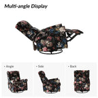 Fauteuil inclinable pivotant manuel à bascule Leopold, imprimé floral transitionnel, avec garnitures cloutées, ensemble de 2 par HULALA HOME