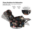 Fauteuil inclinable pivotant manuel à bascule Leopold, imprimé floral transitionnel, avec garnitures cloutées, ensemble de 2 par HULALA HOME