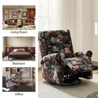 Fauteuil inclinable pivotant manuel à bascule Leopold, imprimé floral transitionnel, avec garnitures cloutées, ensemble de 2 par HULALA HOME