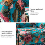 Fauteuil inclinable pivotant manuel à bascule Leopold, imprimé floral transitionnel, avec garnitures cloutées, ensemble de 2 par HULALA HOME