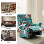 Fauteuil inclinable pivotant manuel à bascule Leopold, imprimé floral transitionnel, avec garnitures cloutées, ensemble de 2 par HULALA HOME