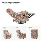 Fauteuil inclinable pivotant manuel à bascule Leopold, imprimé floral transitionnel, avec garnitures cloutées, ensemble de 2 par HULALA HOME