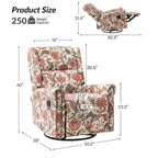 Fauteuil inclinable pivotant manuel à bascule Leopold, imprimé floral transitionnel, avec garnitures cloutées, ensemble de 2 par HULALA HOME