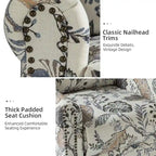 Fauteuil inclinable pivotant manuel à bascule Leopold, imprimé floral transitionnel, avec garnitures cloutées, ensemble de 2 par HULALA HOME