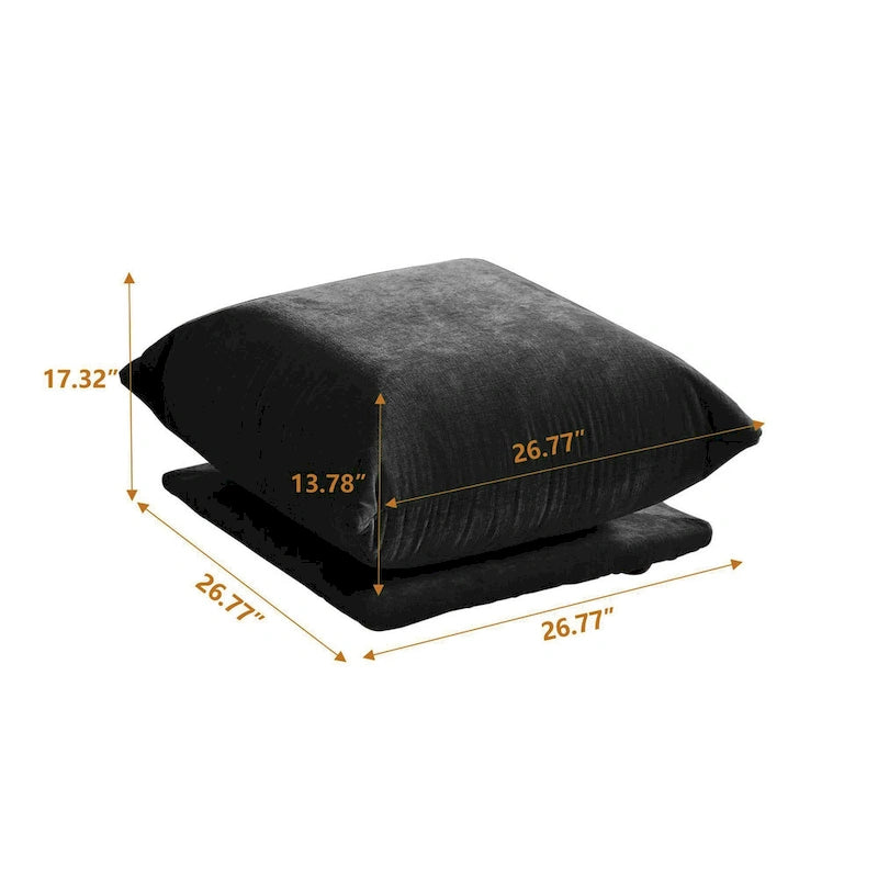 Canapé d'angle en L, canapés modulables minimalistes en chenille avec pouf