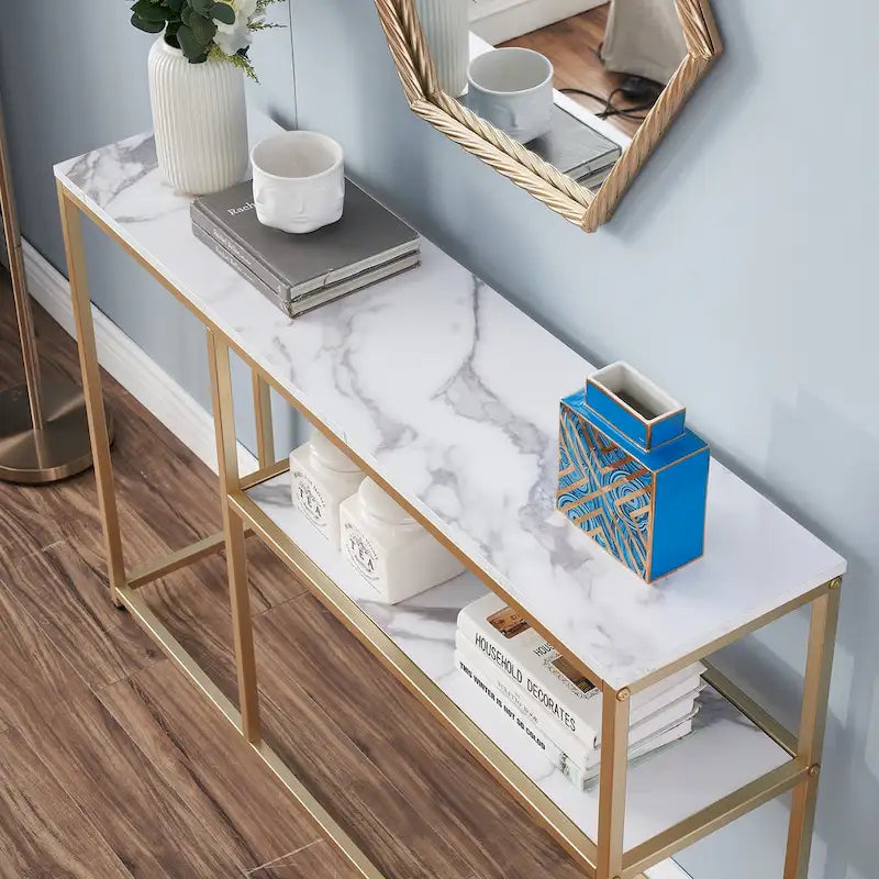 Console étroite MCombo avec étagère de rangement pour salon, MDF Sauge 80 - 229 x 328 cm