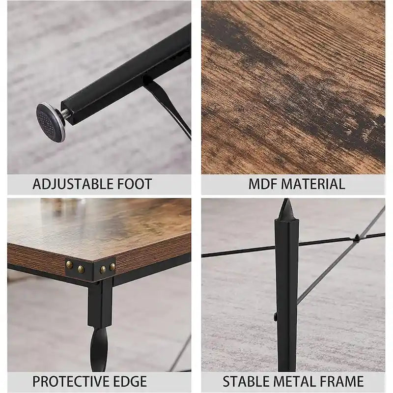 Ensemble de 3 tables basses comprenant une table basse et deux tables d'appoint, design en forme de X, marron rustique