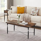 Ensemble de 3 tables basses comprenant une table basse et deux tables d'appoint, design en forme de X, marron rustique