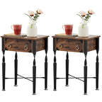 Ensemble de 3 tables basses comprenant une table basse et deux tables d'appoint, design en forme de X, marron rustique