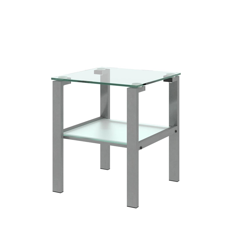 Table basse ronde en verre à deux niveaux, petite table d'angle, table de chevet