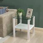 Glass two layer tea table, small round table, corner table, living room side table