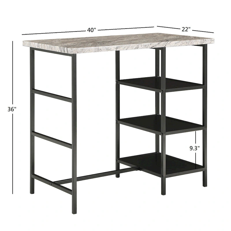 Ensemble de salle à manger 3 pièces Ainsley en faux marbre, hauteur comptoir, par iNSPIRE Q Modern