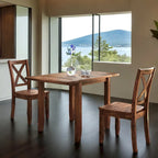 Ensemble table et chaises de coin repas en bois à abattants 3 pièces avec 2 chaises à dossier en X pour petits espaces