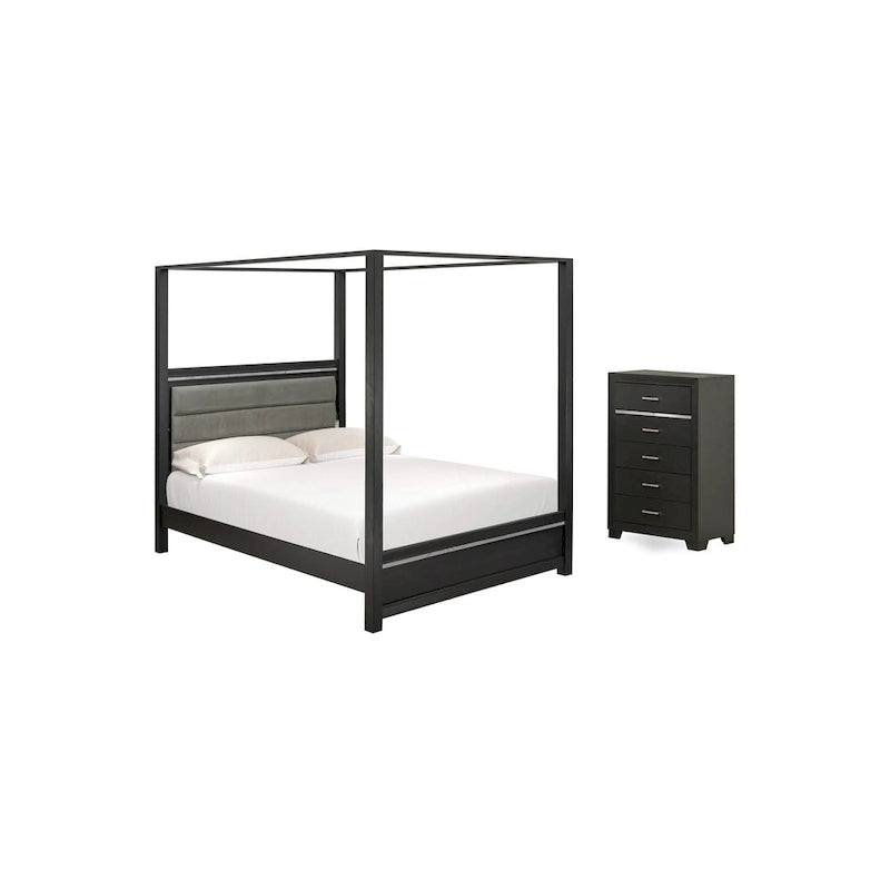 Ensemble de chambre à coucher East West Furniture Denali Queen Size avec tête de lit rembourrée (option de pièces)