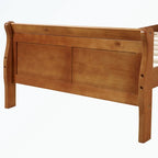 Lit plateforme en bois avec tête de lit, pied de lit et sommier à lattes.