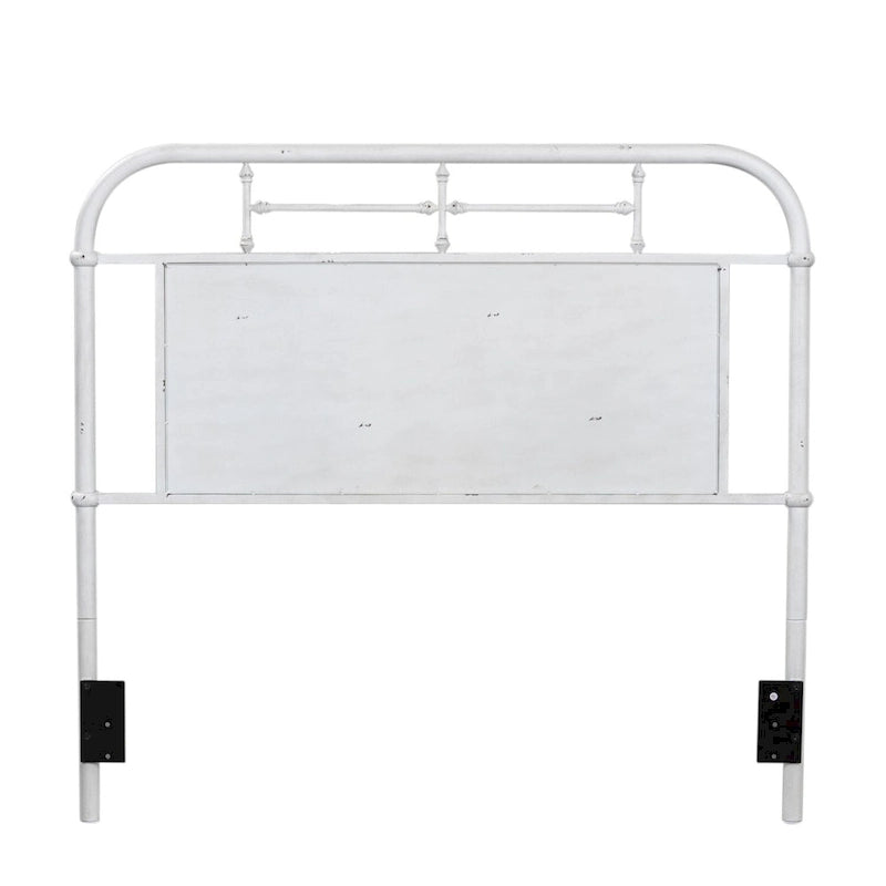 Tête de lit Queen en métal vieilli, série Vintage - Blanc antique ou bleu marine