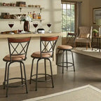 Tabourets Verona réglables, dossier en X, finition bronze, garniture en métal et bois, lot de 3, par iNSPIRE Q Classic
