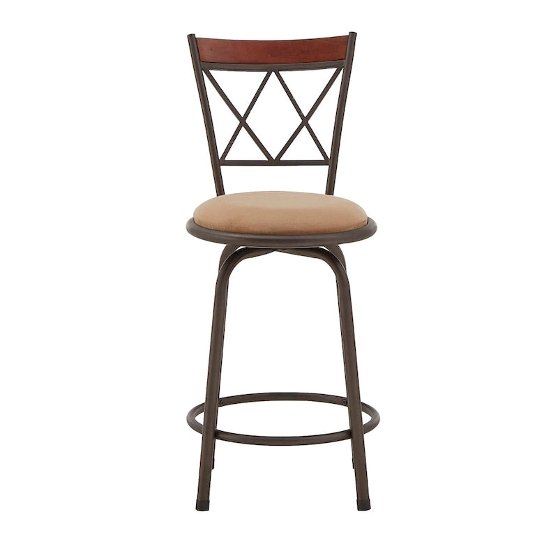 Tabourets Verona réglables, dossier en X, finition bronze, garniture en métal et bois, lot de 3, par iNSPIRE Q Classic