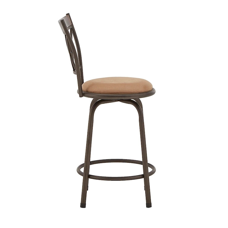 Tabourets Verona réglables, dossier en X, finition bronze, garniture en métal et bois, lot de 3, par iNSPIRE Q Classic