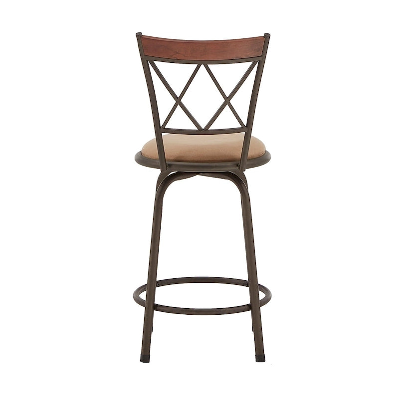 Tabourets Verona réglables, dossier en X, finition bronze, garniture en métal et bois, lot de 3, par iNSPIRE Q Classic