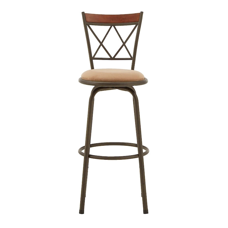 Tabourets Verona réglables, dossier en X, finition bronze, garniture en métal et bois, lot de 3, par iNSPIRE Q Classic